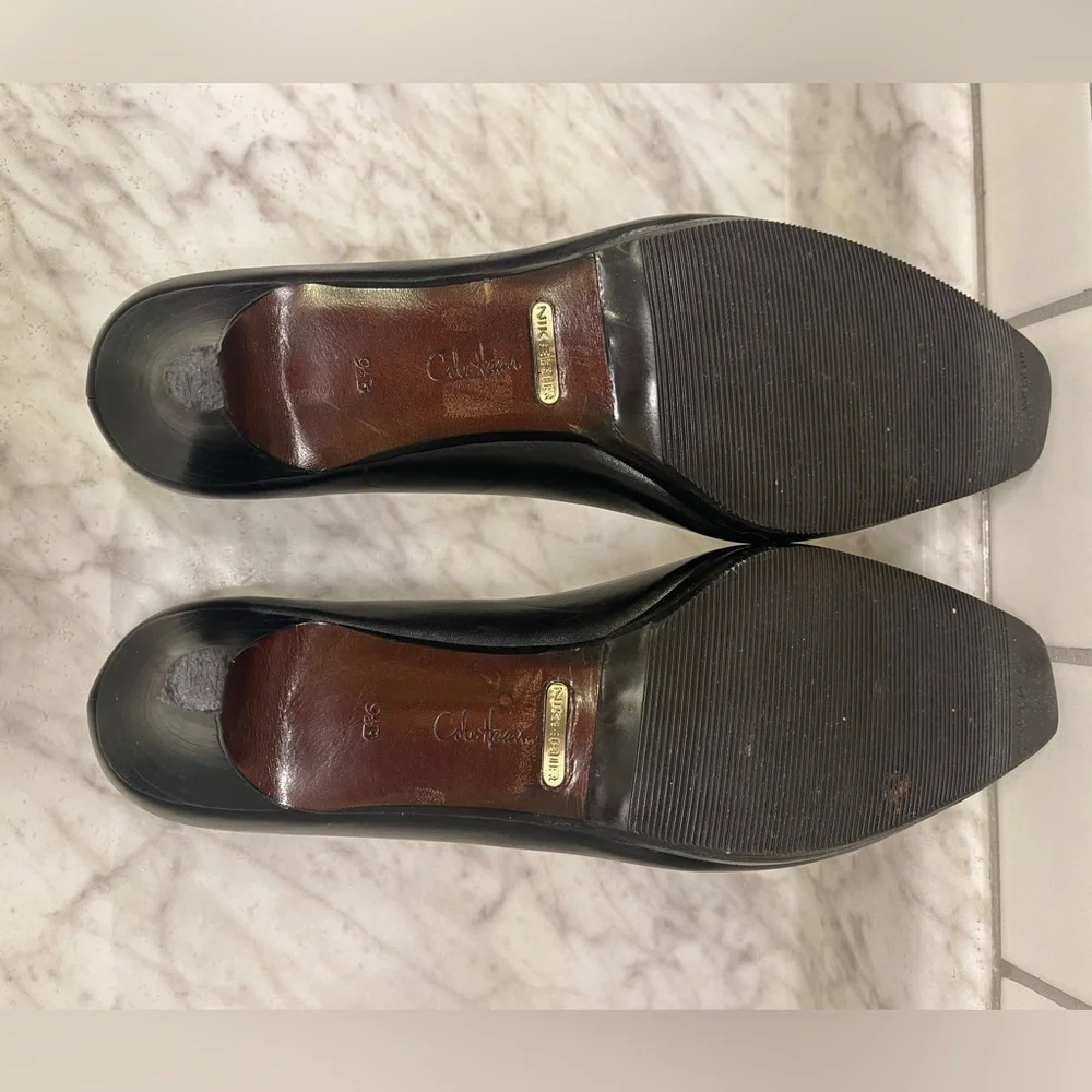 Cole Haan Square Toe Black pump heels, approx. 2 1/2 in heel, size 9 1/2 B - Picture 5 of 8